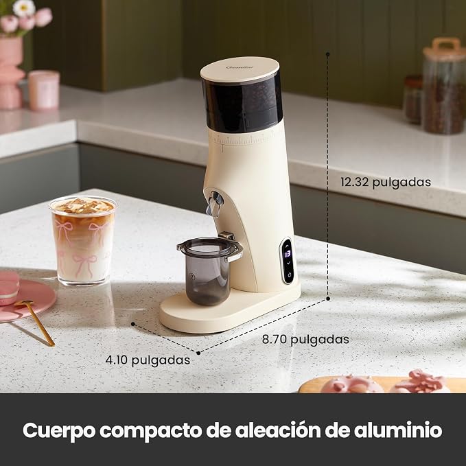 Gemilai Electric Conical Burr Coffee Grinder, Coffee Bean Grinder with Smart 60S Timer, 60 Precise Adjustable Grind Settings for Espresso, 2-12 Cup, Easy to Clean, Durable & Quiet, G9010B White