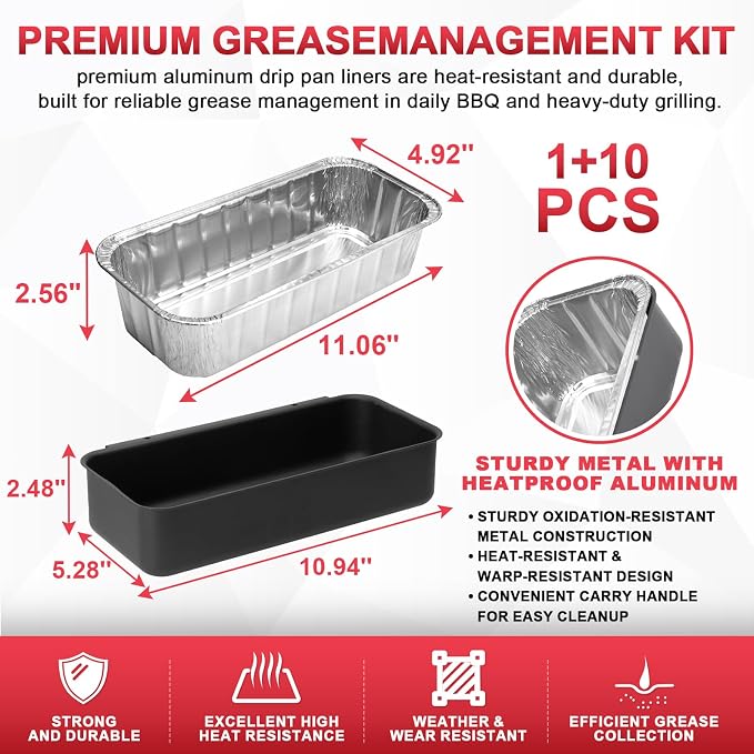 70379 Catch Pan Kit for Weber Summit/Genesis II/ II LX 400 & 600 Parts | Fits Weber Searwood 600 SmokeFire EX4/EX6 Series, 10 PCS drip pan replace 6498 6417, heatproof, easy to install,easy to clean