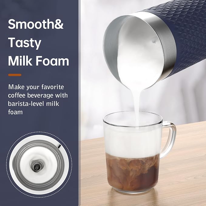 SIMPLETASTE Milk Frother, 4-in-1 Electric Automatic Milk Steamer, Blue | Warm and Cold Foam Maker and Milk Warmer for Latte, Macchiato, Cappuccino, Hot Chocolate