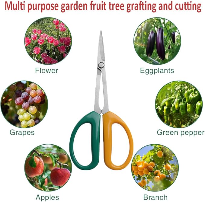 Garden Scissors, Stainless Steel Garden Bonsai Pruning Shears, Anti-Slip Softgrip SnipGardening Tools Garden Shears for Plants Herb (3 PCS)