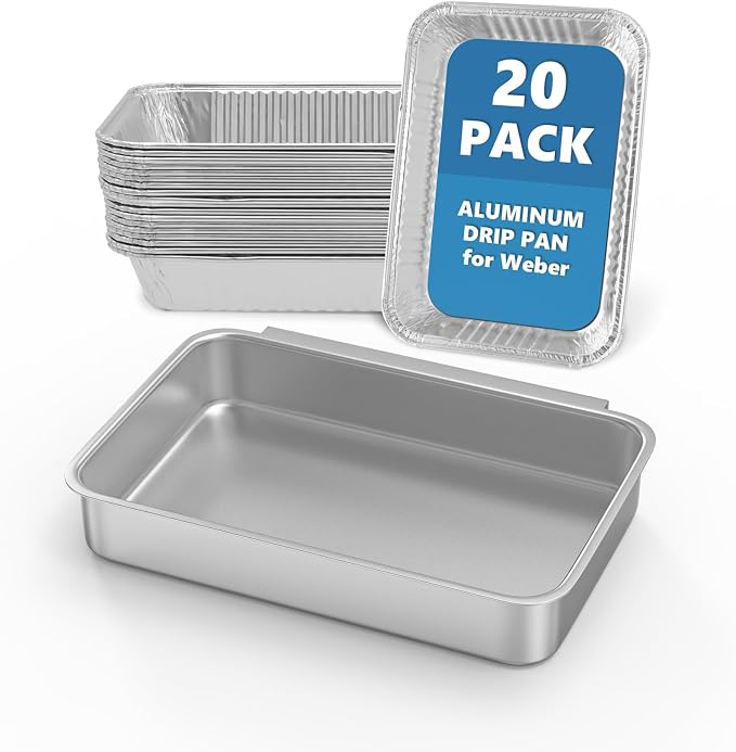 93305 Grease Catch Pan Kit for Weber Spirit & Genesis II with 20 Drip Liner | 83156 Grill Grease Tray+20 Disposable Foil Liners, for Weber Spirit e-310/210/220/320/330 & Genesis II e-310/315/325/330/335