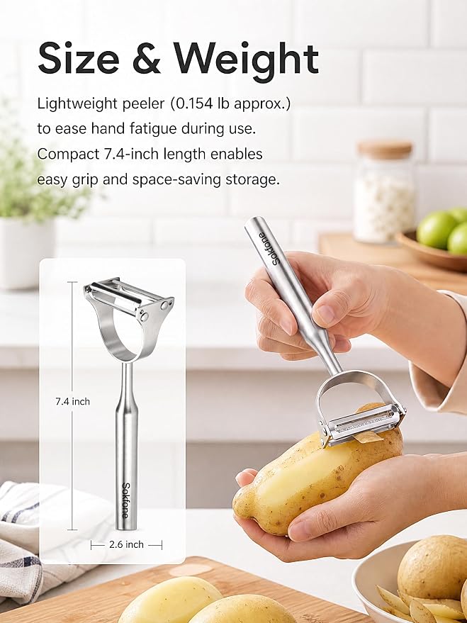 Stainless Steel Vegetable Peeler, 2-in-1 Multifunctional Vegetable Peeler & Julienne Peelers with Straight Edge and Serrated Blades, Fruit Carrot Potato Veggie Peelers Slicer Tool for Kitchen