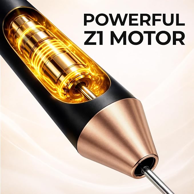 Zulay Kitchen Rechargeable Milk Frother Handheld - Frother Wand, Drink Mixer, Electric Whisk Frother, for Cappuccinos, Matcha & Protein Powder - Ultra Metal 4 Whisk, 1800mAh Black Copper