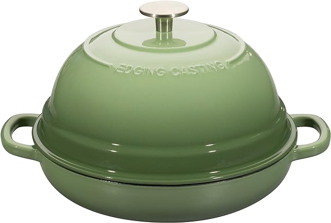 EDGING CASTING Enameled Cast Iron Dutch Oven Pot with Lid, Round Bread Oven for Homemade Sourdough Bread Baking, 6 Quart, Pistachio Green