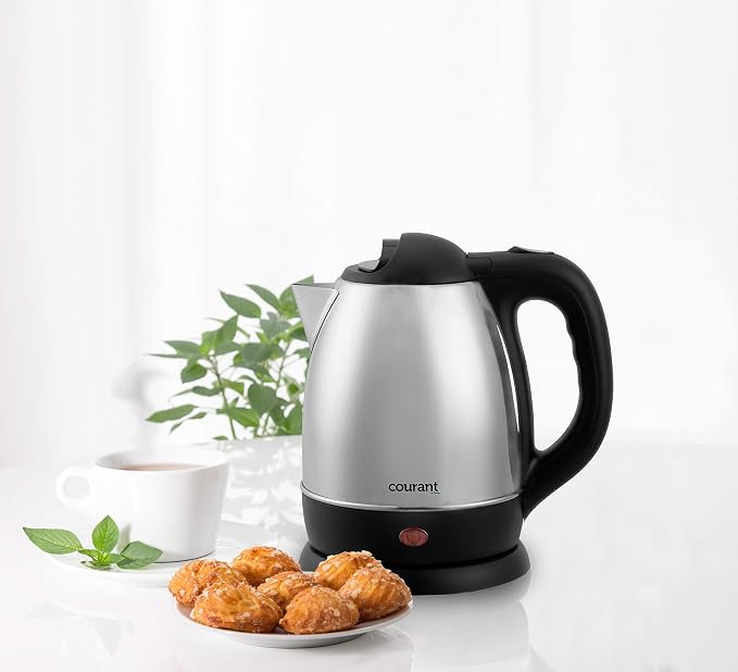 Courant 1.5 liter Cordless Stainless Steel Electric Kettle – 120V electric kettle with 360 Degree Rotational Body