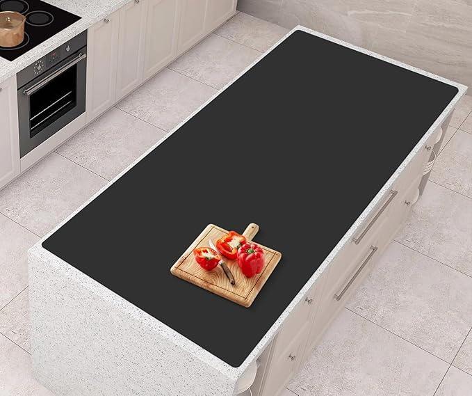 Silicone Mats for Kitchen Counter 47"x23.6"x0.08”, Largest Heat Resistant Mat Shipped Rolled Up Kitchen Island Silicone Countertop Protector Mat Nonslip Extra Large Counter Mat, Black | Largest Size, Heat Resistant, Nonslip, Extra Large Countertop Prot...