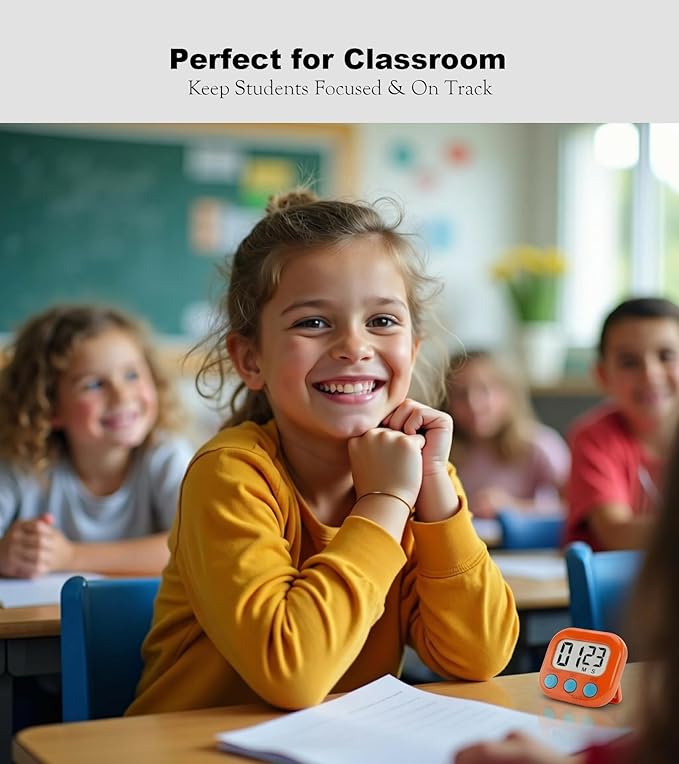 Digital Timer for Classroom Teachers Students, Magnetic Countdown Timer | Easy Timers for Kids Homework Study Kitchen Cooking Gym Game, 6 Pcs