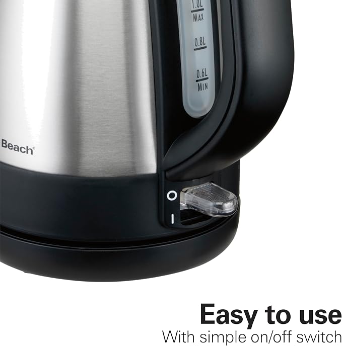 Hamilton Beach 1 Liter Electric Tea Kettle, Water Boiler & Heater | Fast Boiling 1500 Watts | BPA Free | Cordless Serving | Auto-Shutoff & Boil-Dry Protection | Mesh Filter | Stainless Steel