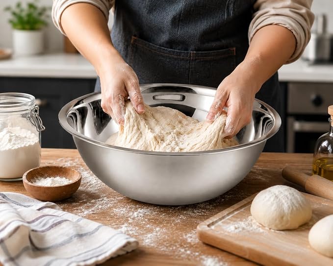 YBM HOME 20 Quart Stainless Steel Premium Mixing Bowl – Heavy Duty Deep Prep Bowl for Baking, Cooking, Dough Mixing, Salad Serving & Commercial Kitchen Use