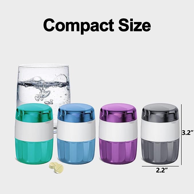 DUBSTAR 3-in-1 Pill Crusher Fine Powder Pill Grinder Pill Cutter Grey | Pill Crushers for Elderly and Pet with Pill Storage and Brush, Pill Splitter for Small or Large Pills