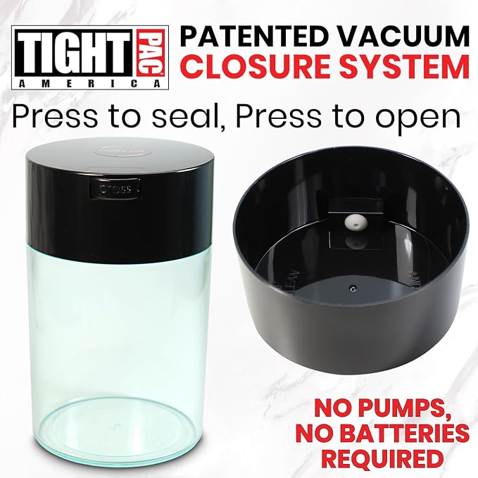 COFFEEVAC 1 LB Airtight Coffee Bean Storage Container, Patented Vacuum Seal, Coffee Grounds Container, 1.85L, Smell Proof, Black Cap and Clear Body