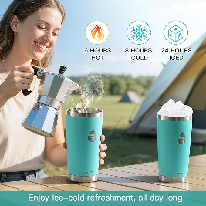RAYMYLO Travel Coffee Tumbler, Insulated Travel Coffee Mug Cup, 20oz | Detachable Lid for Thoroughly Clean, Cup Holder Friendly for Outdoor, Double-Wall Vacuum Insulation, Spill Proof & BPA Free
