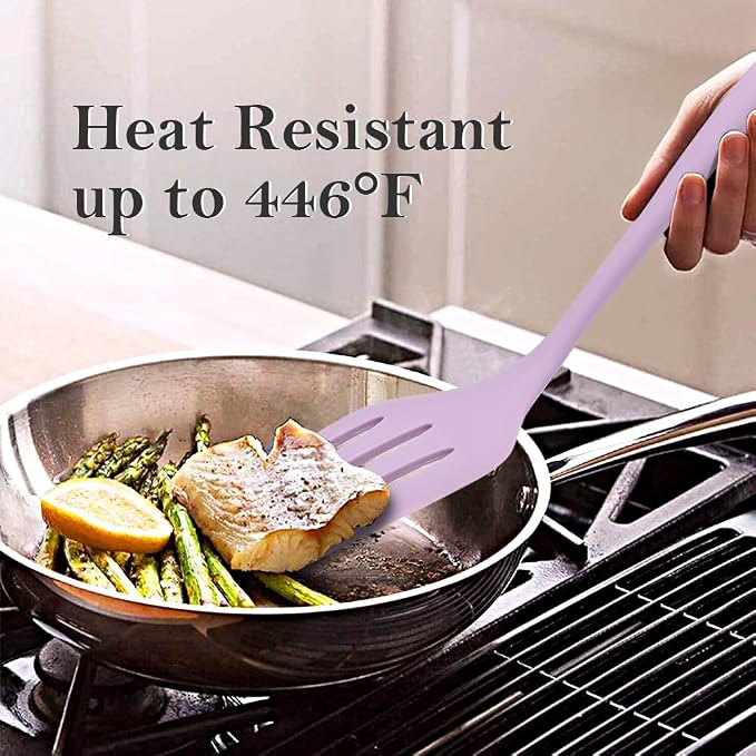 RANX INGST Kitchen Cooking Nonstick Silicone Utensils Set 11 pcs - Purple | Spatula Set with Holder, 446°F Heat Resistant, Ergonomic Handle, BPA Free