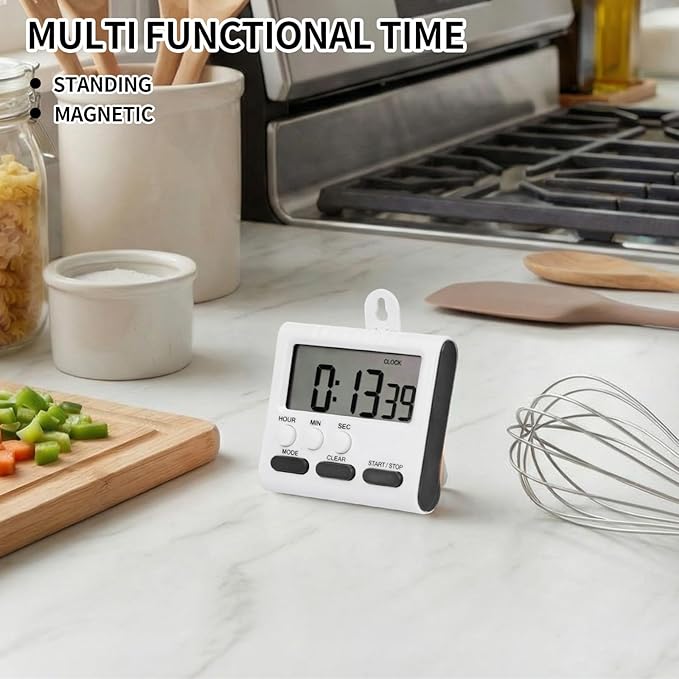 Mudder 6 Pack Digital Kitchen Timer for Cooking, Large Digits, 24 Hour Magnetic Backing Stand Kitchen Timers Clock for Classroom Kids Teachers, Loud Alarm and Large Screen (Black)