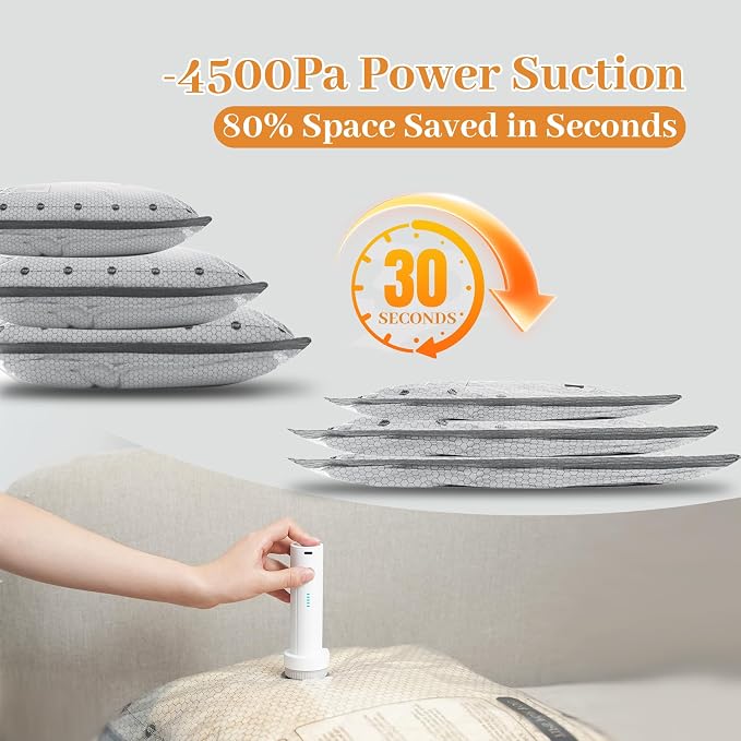 15 Pack Travel Vacuum Seal Bags for Clothing with Cordless Electric Pump, Space Saver Vacuum Storage Bag for Clothes, Carry-on Compression Packing Bag for Luggage Suitcase, Cruise Vacation Essentials