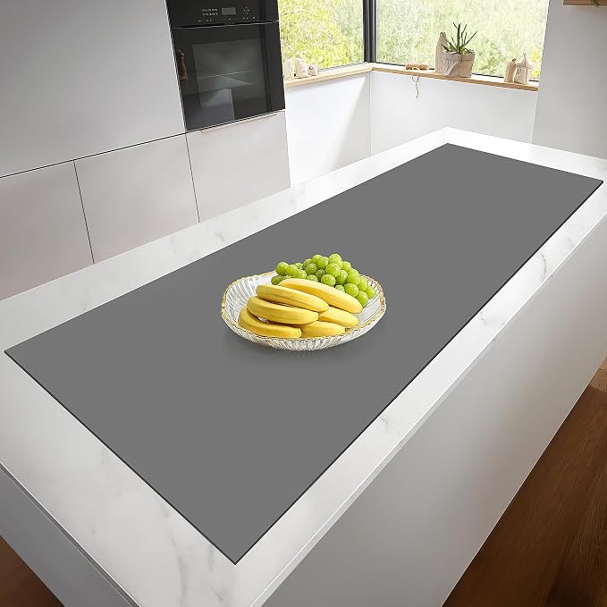 Silicone Mat Roll, Heat Resistant Kitchen Countertop Protector | 17IN X 5FT, Grey | Non-Slip Table Mat Desk Saver Pad, Multi-functional Cuttable Silicone Mats, Craft Mat