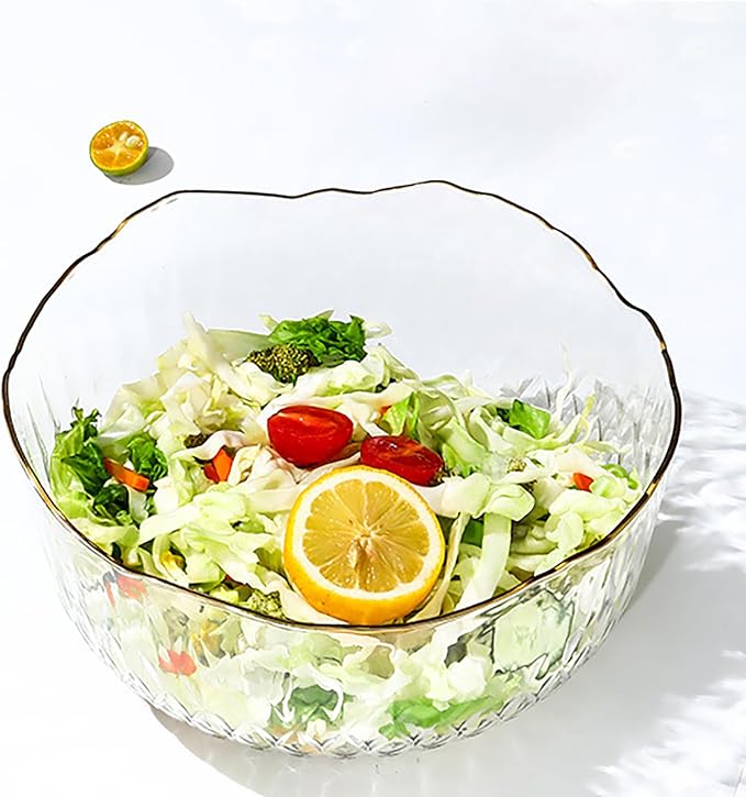 Frcctre 4 Pack 70 Ounce Small Clear Plastic Serving Bowls, 8 Inch Round Plastic Salad Mixing Bowl Reusable and Disposable Catering Bowls for Party, Salad, Fruit, Snack, Chip, Popcorn