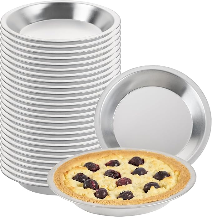Restaurantware Aluminum Pie Pan 72 Count 8 Inch Round 1.25 Inch Deep Oven-Friendly Pie Tin, Lightweight Baking Pan, Silver Plate for Quiche, Fruit Pies, Home And Commercial Kitchens