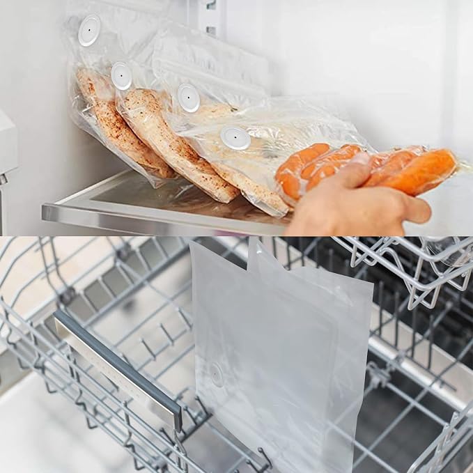 VICARKO 30 PCS Vacuum Zipper Bags Vacuum Sealer Bags 4.3L, 13.5 x 10.5" | Reusable Bags, Double Layers, BPA Free, Meal Prep and Sous Vide Cooking, Microwave Heating, 20 Blue Classic+10 White Upgraded