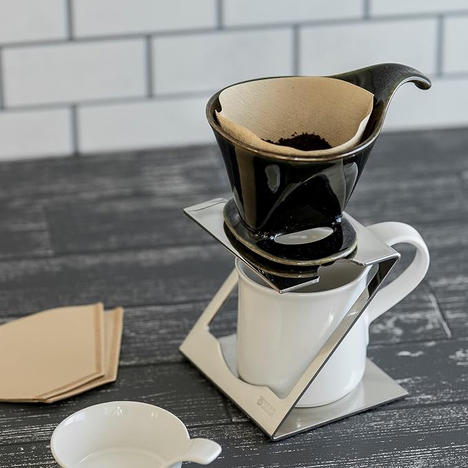 ZERO JAPAN - Bee House Pour Over Coffee Dripper - Ceramic Coffee Maker with Elegant Peek Hole, Drip Cone Brewer Coffee Gifts, Brewing Accessories - Steel Gray, Standard Size