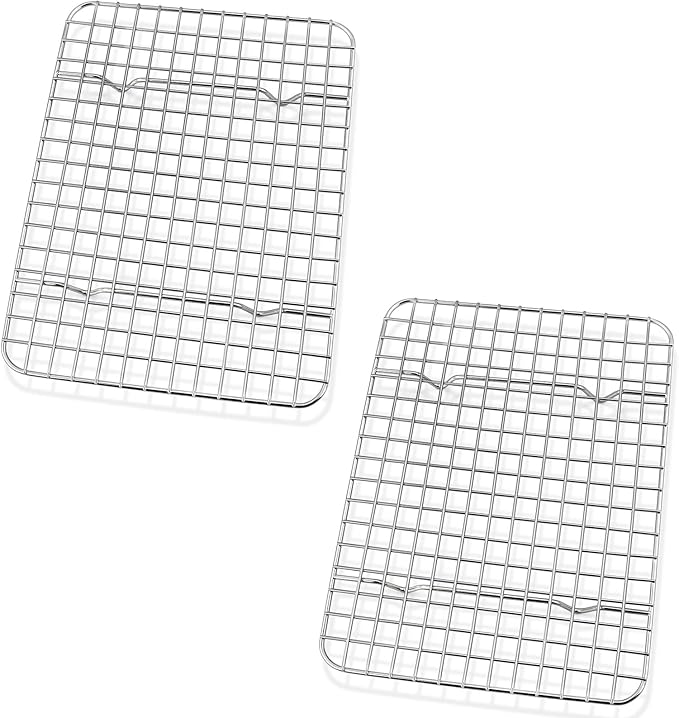 P&P CHEF 8.75 Inch Stainless Steel Cooling Baking Rack Set of 2 | Grid Cooking Racks for Griddle Roasting Grilling Warming, Good for Friends or Family, Oven & Dishwasher Safe, Heavy Duty