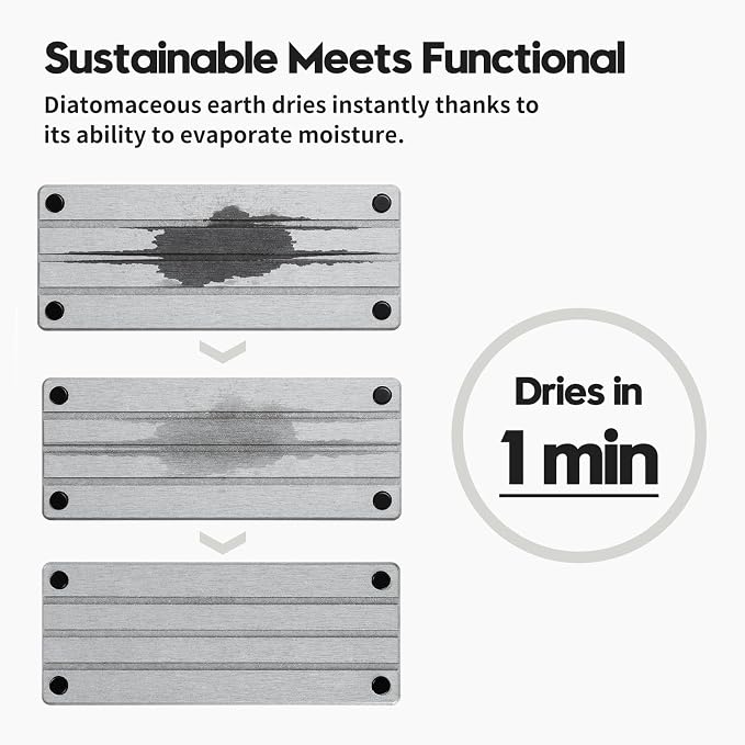 Fast Stone Drying Tray Diatomite Sponge Holder Mat, Kitchen Sink Organizer Sink Caddy, Kitchen & Bathroom Counter Makeup Vanity Dispenser Toothbrush Bottle Soap Dish Rack,Light Gray, 10" x 4"
