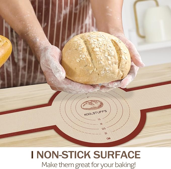 Koolstuffs Sourdough Silicone Bread Sling for Dutch Oven, 2 Pack | Long Handles for Dough Transfer, Nonstick Bread Release, Dishwasher Cleanup, Flexible Reusable Design, Round, Red