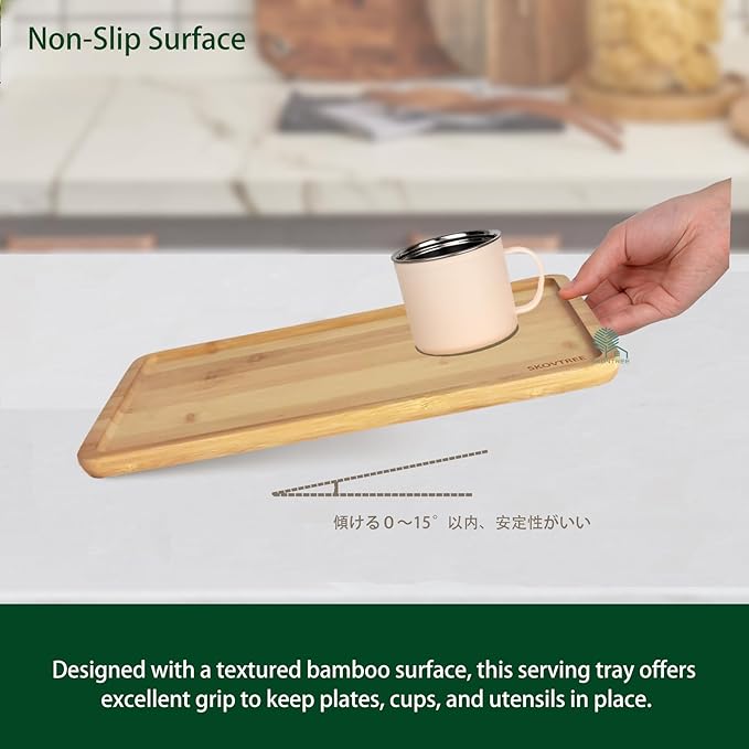 Small Bamboo Serving Tray, Small Food Tray for Eating and Serving Coffee, Tea, 9.5 x 7.1 Inch