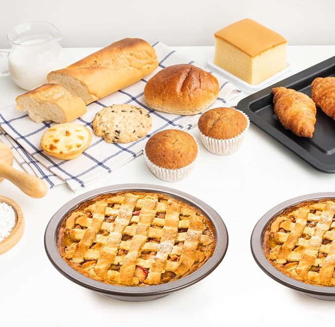 8 Pack Mini Pie Pan Set, 5 Inch Reusable Nonstick Individual Dish Pies Plate Carbon Steel Pie Tins Small Round Metal Bakeware for Baking Pot Pies, Cakes, Quiches, Tarts, Desserts, Christmas