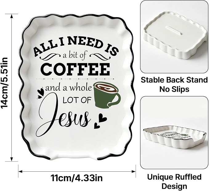 Coffee Spoon Rest, Ceramic Spoon Holder for Coffee Lovers Gifts | Coffee Bar Accessories Cafe Station Decor, Small Teaspoon Rest Farmhouse Cute Cafe Bar Decor Accessories for Countertop