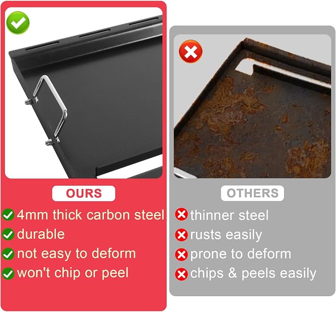 6787 Spirit 300 Full Size Griddle Insert for Weber Spirit I & II 300 Series | Fits Spirit E/S/SP 310 320 330, Spirit II E/S 310 320, 3/4 Burner Grills Flat Top Griddle, replaces 7638 7639, Carbon Steel