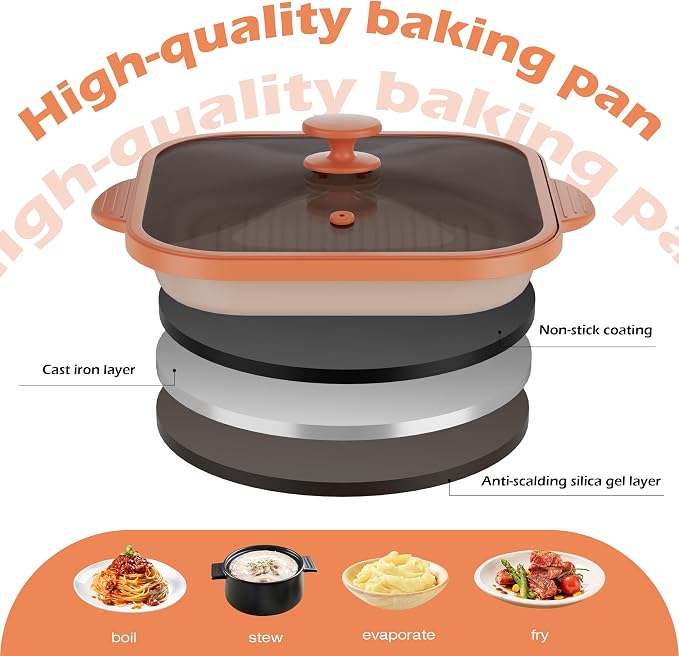 Microwave Grill Pan with Glass Cover - Bacon Cooker, Crisper & Grilled Cheese Maker, Microwave Cookware,Dishwasher Safe for Easy Clean
