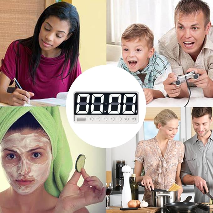Digital Kitchen Timer - 7.1” Extra Large Display LED Countdown Timer | Rechargeable Magnetic Back, 6 Alarms 4 Levels Volume, 3Memory Presets, Max 99Hrs, On/Off, Automatic Off for Classroom Kitchen