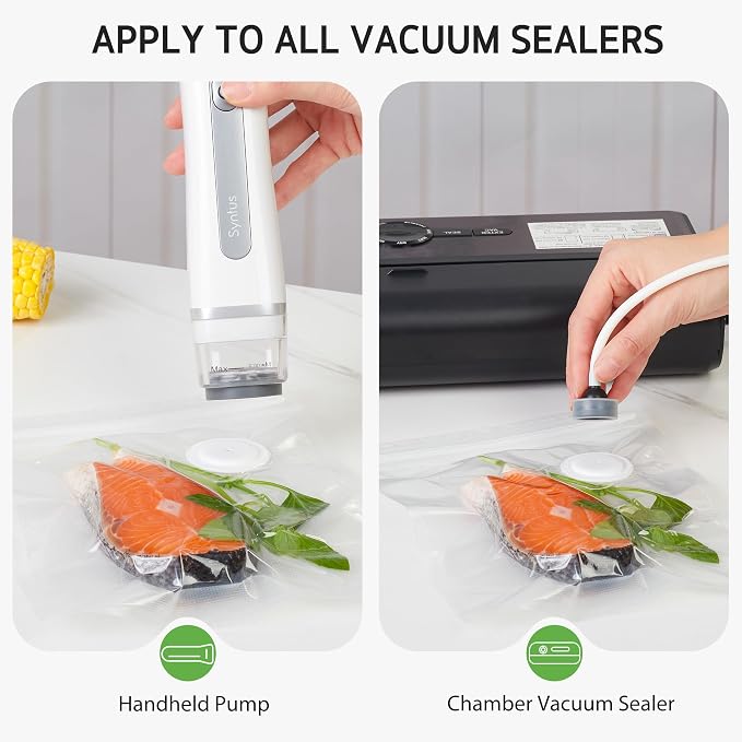 Syntus 30 Pcs Reusable Vacuum Sealer Bags for Food, 12"x13" Large Size | Upgraded Air Valve, Microwave Sous Vide Freezer Meal Prep, Leak-Proof, Food Storage Zipper Bags, for Compact Vacuum Sealer