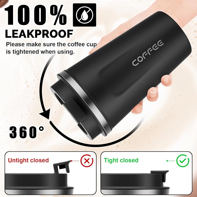 MOMSIV 17oz Travel Coffee Mug, Insulated Coffee Cup with Leakproof Lid | 6-Hour Heat Retention, 360°Leak proof, Vacuum Stainless Steel Double Walled, BPA-free, Reusable And To Go Coffee Mug