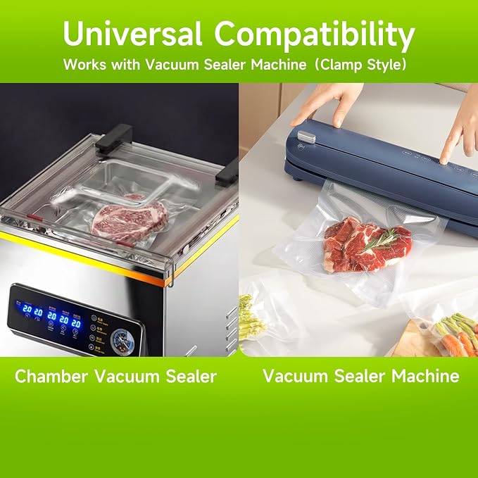 Vixino Vacuum Sealer Bags for Food, 8 Pack 4 Rolls 11" x 20' + 4 Rolls 8" x 20' Commercial Grade Vacuum Seal Bags Rolls, BPA Free, Customizable Size for Sous Vide, Freezer