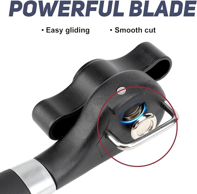 Side Cut Can Opener, Smooth Edge Manual Opener, Black | Safety side-cut blade creates smooth edges; large soft-touch knob and non-slip handle provide comfortable everyday use.