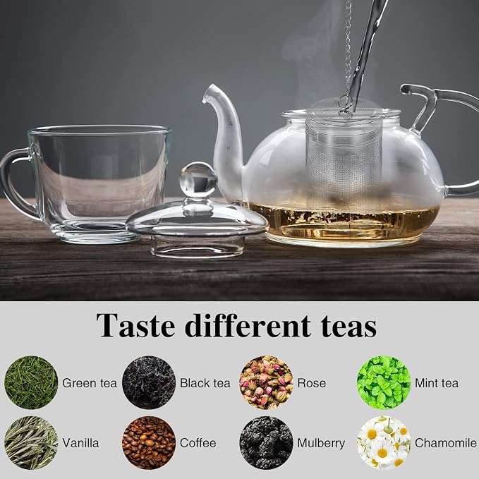2 Pack Large Tea Infusers For Loose Tea, Stainless Steel Fine Mesh | 304 Stainless Steel, Fine Mesh Filter, Threaded Lid, Chain Hook, Drip Trays, Fits Cups And Teapots, For Tea And Spices