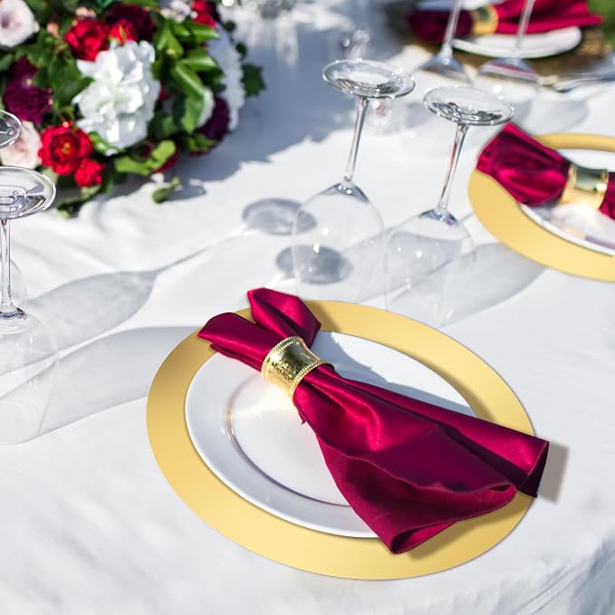Tioncy 100 Pcs Gold Round Paper Placemats Disposable Table Mats | Elegant Table Mats for Wedding Birthday Banquet, Decorative Paper Design, Festive Dining Decoration, Easy Cleanup Tabletop