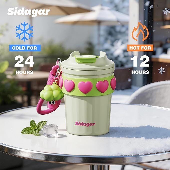 SDGA+ 12 oz Travel Coffee Mug Spill Proof Leak Proof, Stainless Steel Thermal Coffee Cup with Lid, Resuable Cup for Hot and Cold, Portable Tumbler for Women, Minty Matcha