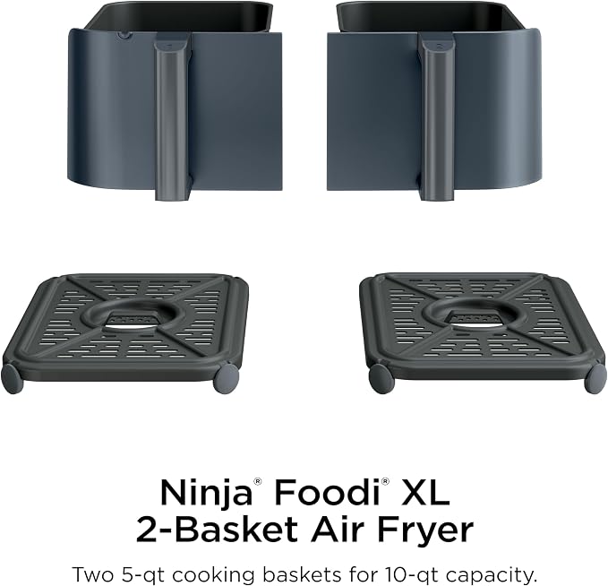 Ninja 6-in-1 10 QT Air Fryer, Foodi Smart Thermometer, Roast, Bake, Air Fry, Crisps, Broil, Reheats, Keep Warm, Fries, Frozen Food, Veggies, & Meat, Light Grey, DZ550GY (Renewed)