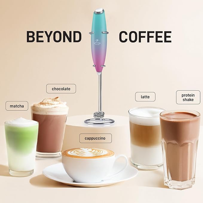 Zulay Powerful Milk Frother for Coffee with Upgraded Titanium Motor - Handheld Electric Whisk, Milk Foamer, Mini Mixer & Coffee Blender for Frappe, Latte, Matcha, No Stand - Orchid Fade
