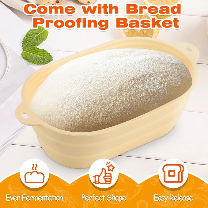 Oval Cast Iron Dutch Oven for Bread Baking, 6.35Qt Bread Baking Pan with Lid, Multi-Functional Dutch Oven Pot with Bread Baking Supplies for Bread Baking, Frying and Braising