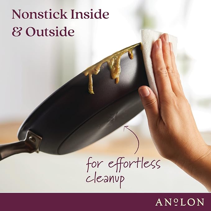 Anolon Advanced Home Hard-Anodized Nonstick 5 Qt Saute Pan with Lid and Helper Handle, Deep Frying Pan, Moonstone