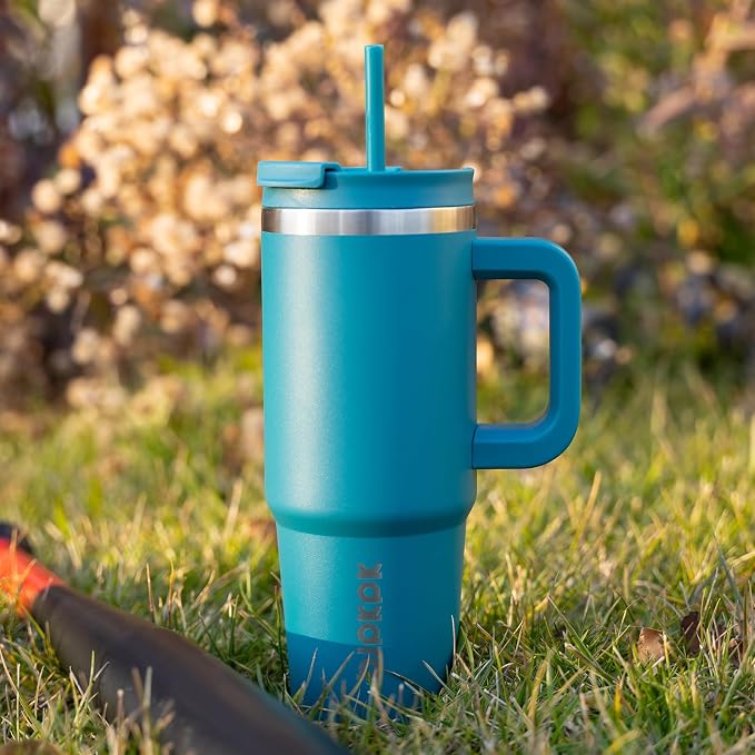 BJPKPK 30 oz Insulated Tumbler with Handle & Straw, Stainless Steel | Double Wall Vacuum Insulation, Leak Proof, BPA Free, Dishwasher Safe, Cupholder Friendly, Travel & Outdoor, Laguna