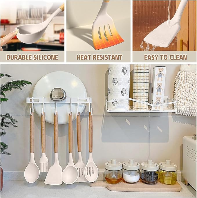 Umite Chef Food Grade Thickened Silicone (Stainless Steel Core) Kitchen Gadgets Tools Set - Kitchen Cooking Utensils Set, Heat Resistant Kitchen Spatula Tools Set