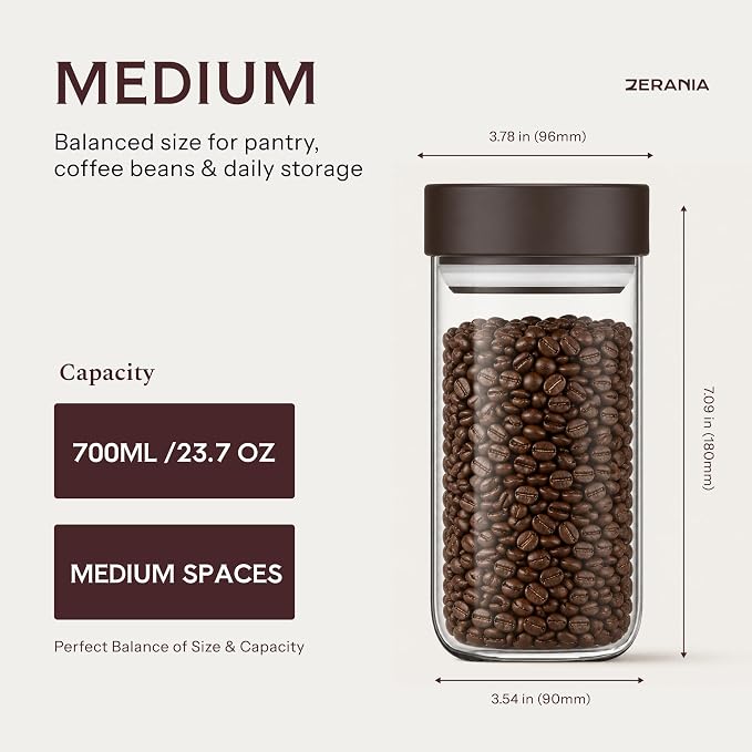 23 oz Airtight Glass Coffee Canister with Twist-Seal Lid