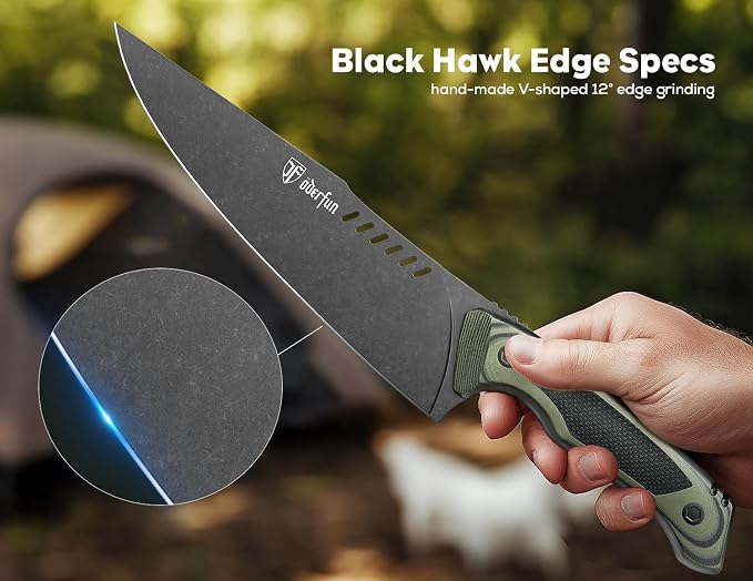 8 inch Chef Knife with Leather Sheath, G10 Handle Kitchen Knife | Ultra Sharp Stainless Stee Blade, Full Tang, Gyuto Style for Home Cooking and Outdoor Camping, Knives for Men Him Husband