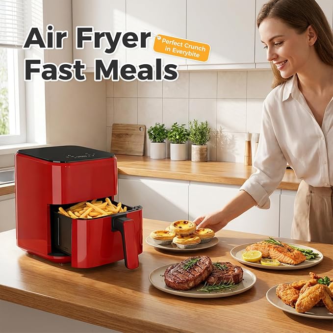 Compact Digital Air Fryer 3 Qt, Small Airfryer with Nonstick Plate, Dishwasher Safe Basket, Auto Shutoff, Simple Touchscreen, Quick Meals for Small Spaces