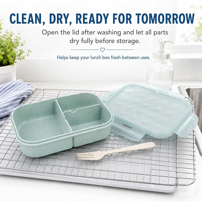 MISS BIG® Bento Lunch Box for Kids, 1150ml, 3 Compartments, Slate Blue | Slate blue 1150ml kids lunch box for school, daycare, snacks, light meals, picnic, and travel.